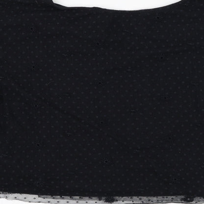 Primark Womens Black  Polyamide Cropped Blouse Size 6 Round Neck - Mesh