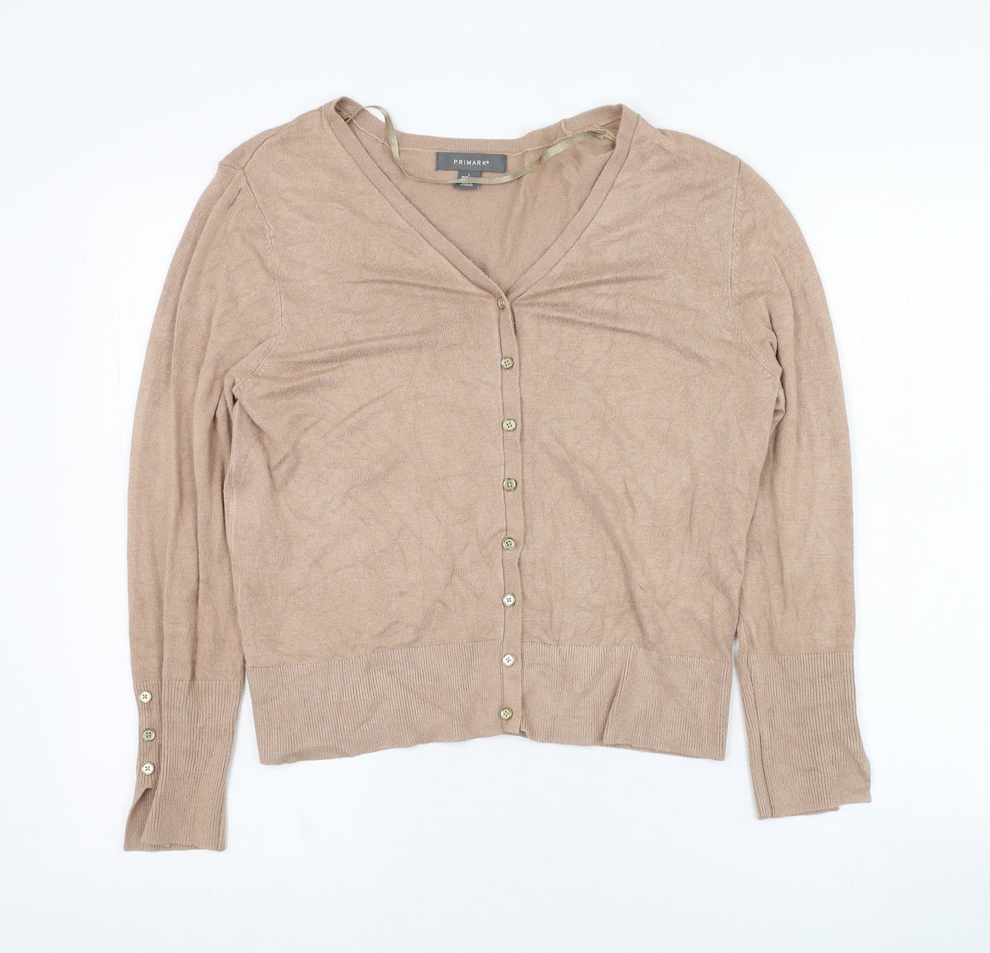 Primark Womens Brown V-Neck  Viscose Cardigan Jumper Size 14