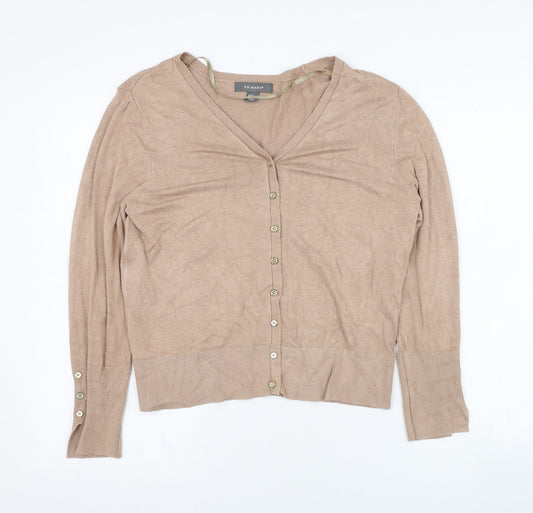 Primark Womens Brown V-Neck  Viscose Cardigan Jumper Size 14