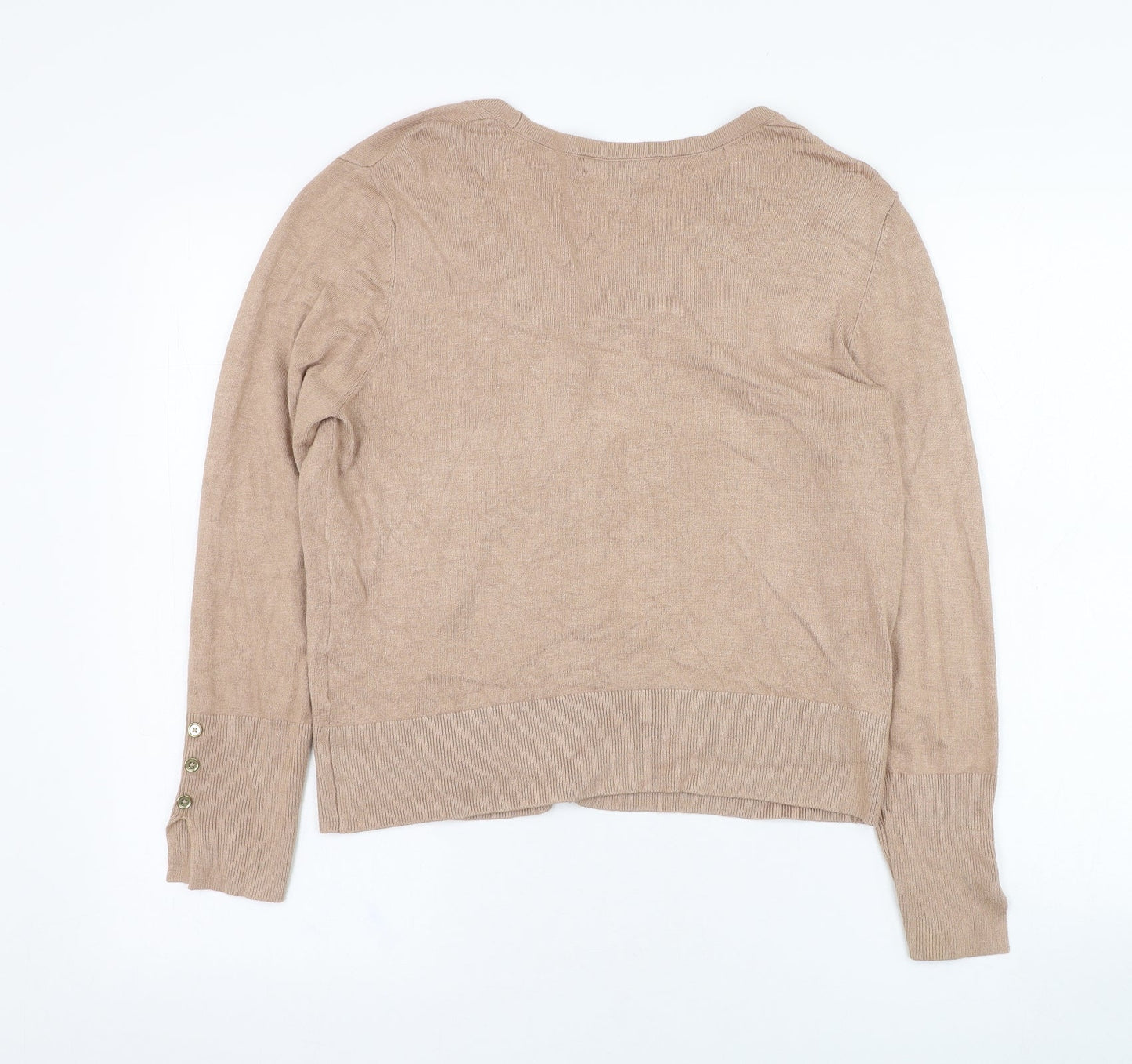 Primark Womens Brown V-Neck  Viscose Cardigan Jumper Size 14