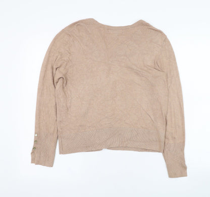 Primark Womens Brown V-Neck  Viscose Cardigan Jumper Size 14