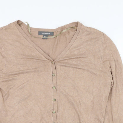 Primark Womens Brown V-Neck  Viscose Cardigan Jumper Size 14