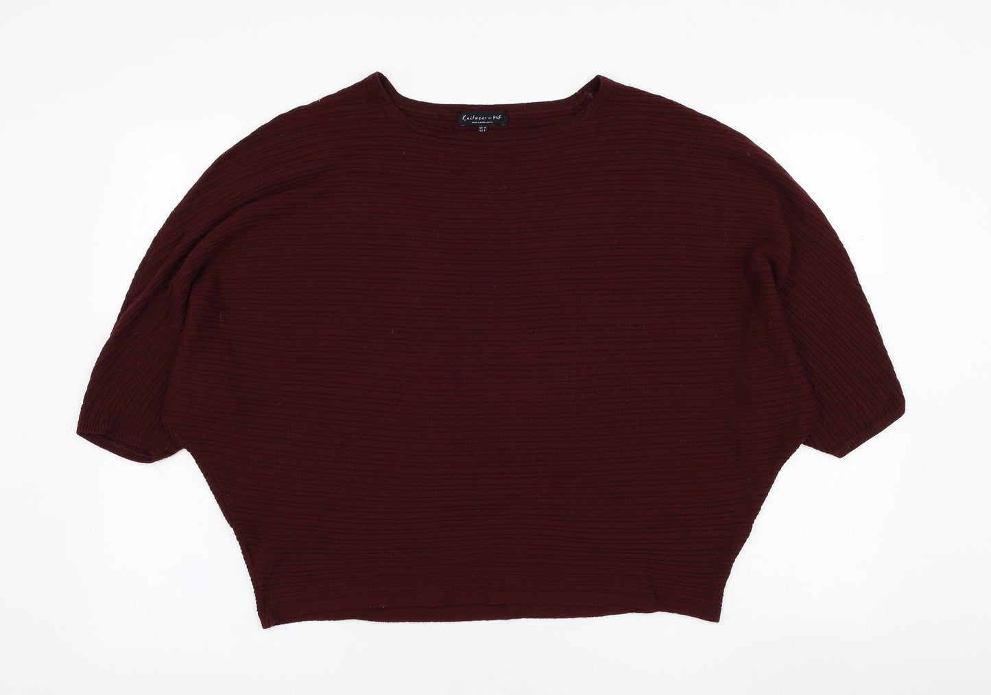 F&F Womens Red Round Neck  Polyester Pullover Jumper Size 10