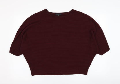 F&F Womens Red Round Neck  Polyester Pullover Jumper Size 10