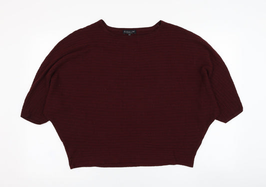 F&F Womens Red Round Neck  Polyester Pullover Jumper Size 10