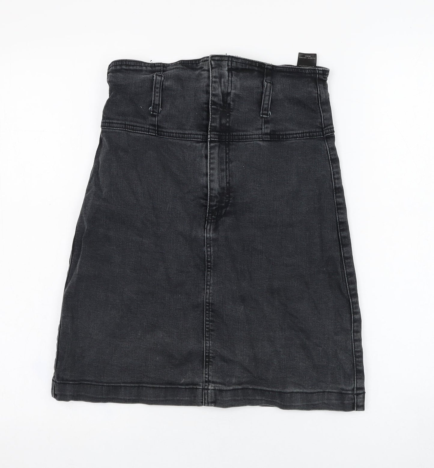 Forever New  Womens Black  Cotton Straight & Pencil Skirt Size 10   Zip - High Waisted