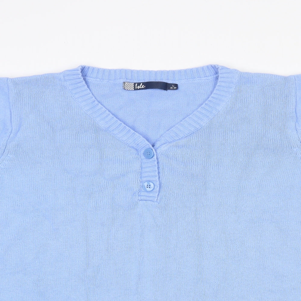 Womens UK Size 18 Isle Blue Pullover Jumper