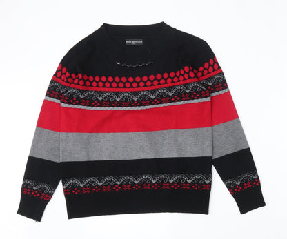 Additional front view of Moda Impression women’s multicoloured round neck geometric cotton jumper, size M