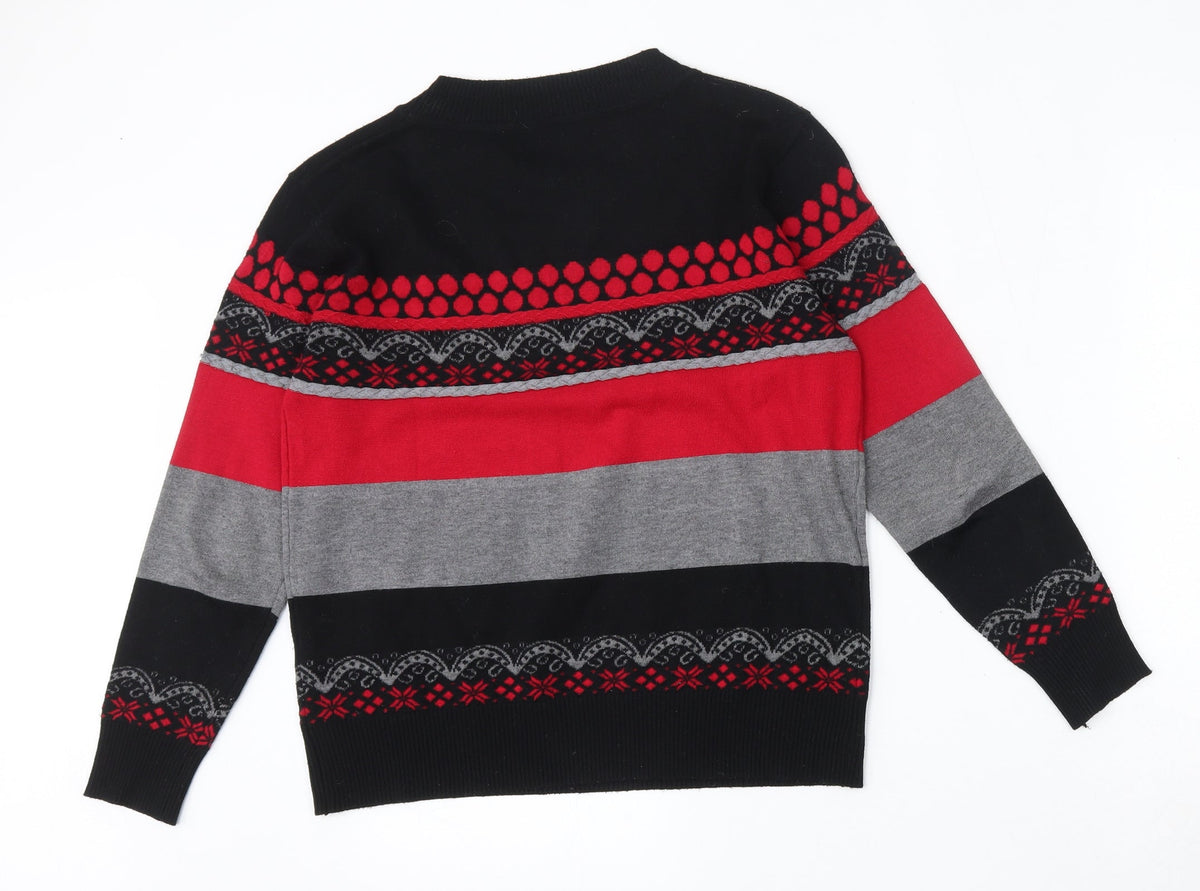 Back view of Moda Impression women’s multicoloured round neck geometric cotton jumper, size M