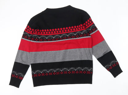 Back view of Moda Impression women’s multicoloured round neck geometric cotton jumper, size M