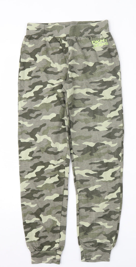 DKNY Girls Multicoloured Camouflage Cotton Jogger Trousers Size 8-9 Years  Regular