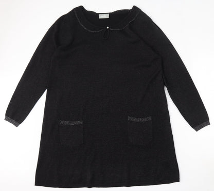 Wallis Womens Black  Acrylic Trapeze & Swing  Size L  Round Neck