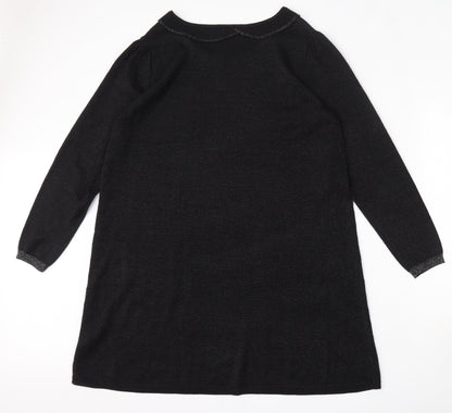 Wallis Womens Black  Acrylic Trapeze & Swing  Size L  Round Neck
