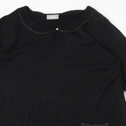 Wallis Womens Black  Acrylic Trapeze & Swing  Size L  Round Neck