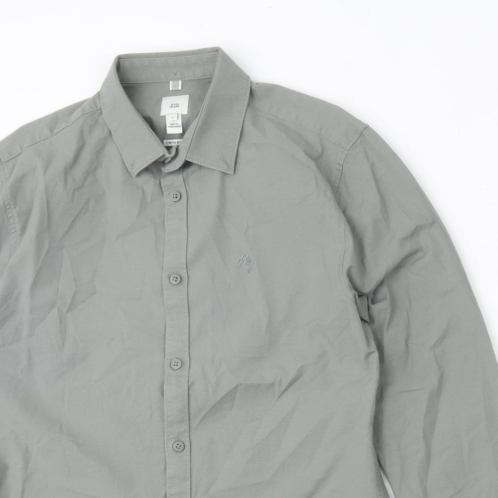 River Island Mens Green  Cotton  Button-Up Size S Collared Button