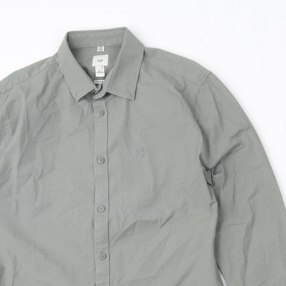 River Island Mens Green  Cotton  Button-Up Size S Collared Button