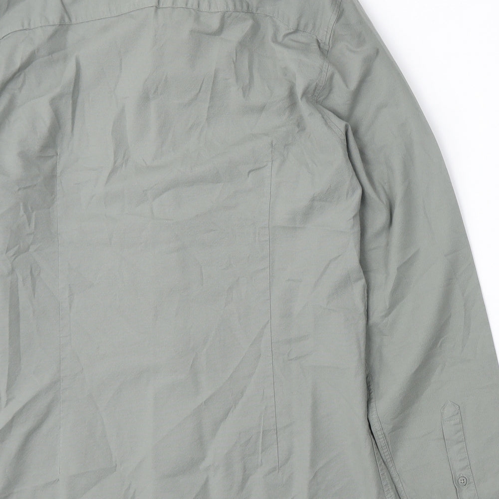 River Island Mens Green  Cotton  Button-Up Size S Collared Button
