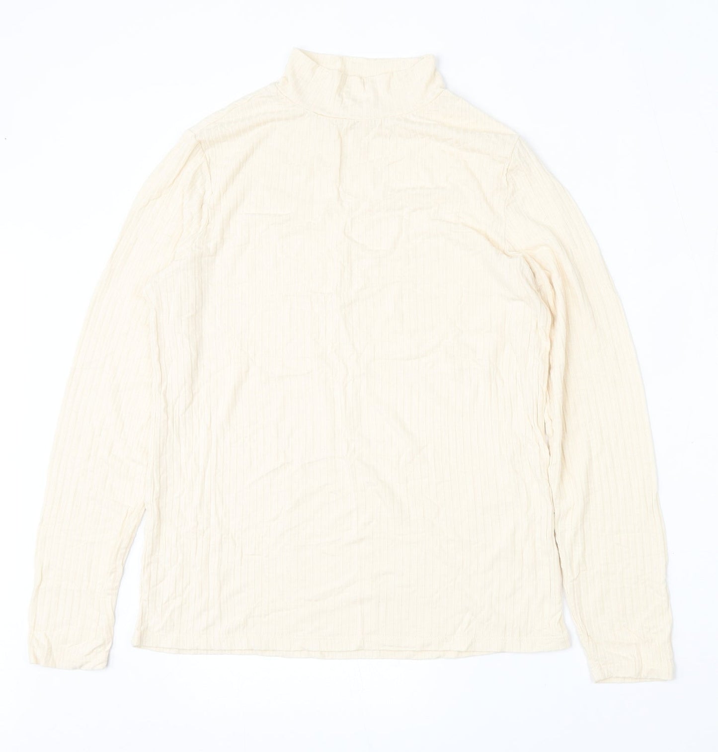 Papaya Womens Yellow  Polyester Basic T-Shirt Size 12 Mock Neck