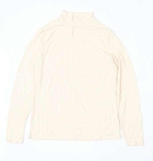 Papaya Womens Yellow  Polyester Basic T-Shirt Size 12 Mock Neck