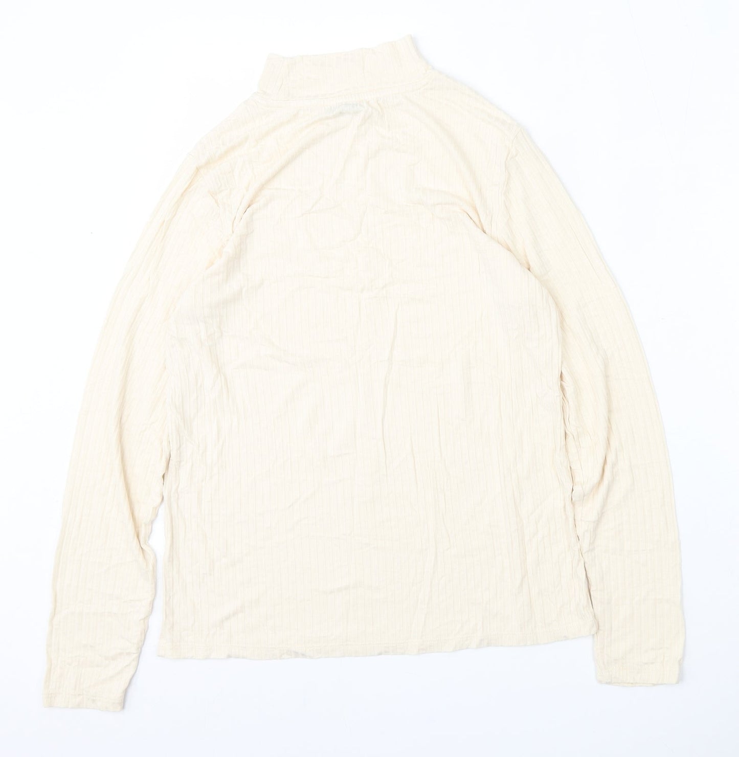 Papaya Womens Yellow  Polyester Basic T-Shirt Size 12 Mock Neck