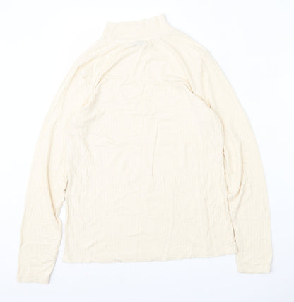 Papaya Womens Yellow  Polyester Basic T-Shirt Size 12 Mock Neck