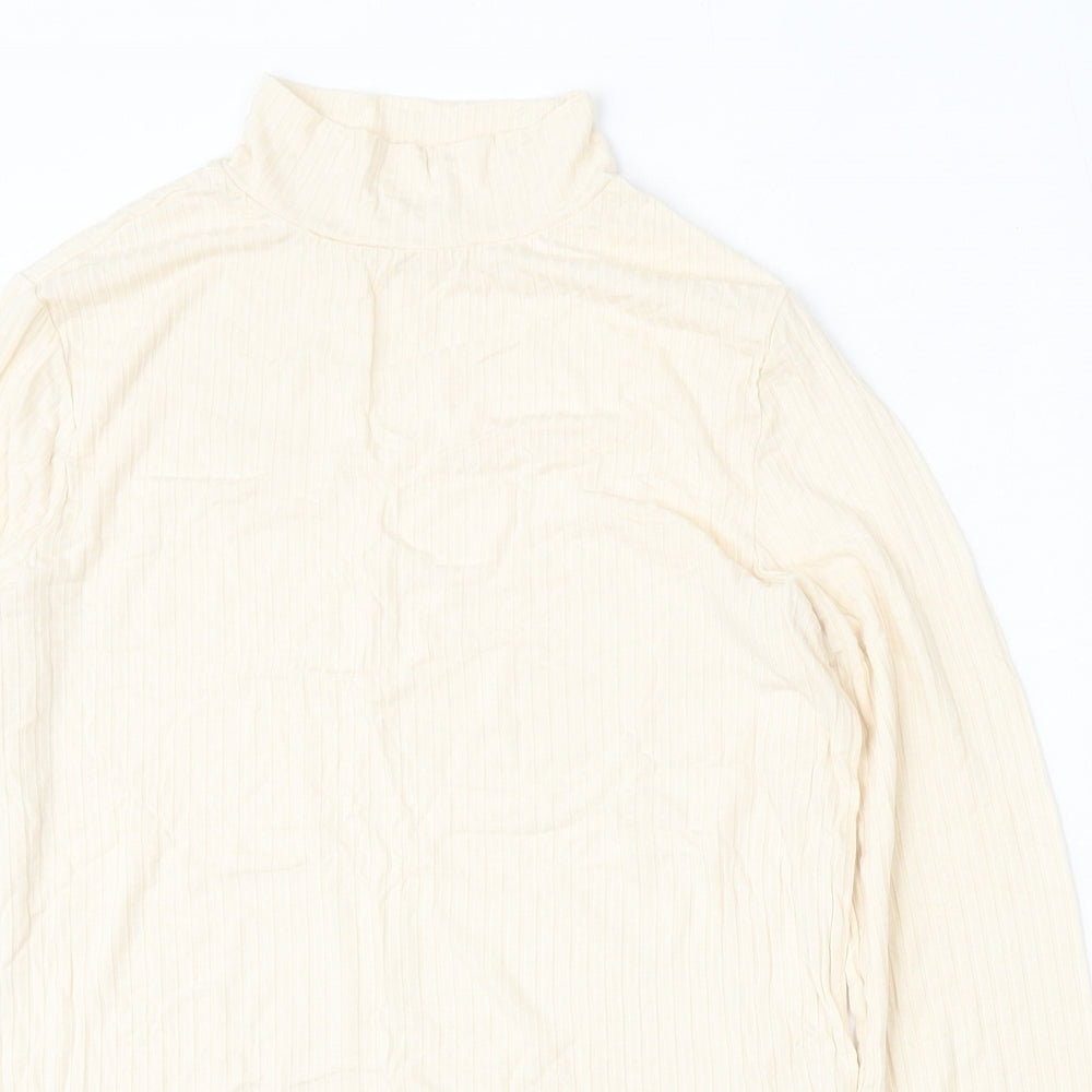 Papaya Womens Yellow  Polyester Basic T-Shirt Size 12 Mock Neck