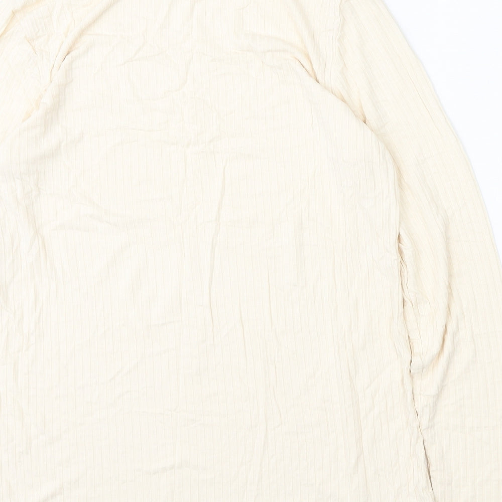 Papaya Womens Yellow  Polyester Basic T-Shirt Size 12 Mock Neck