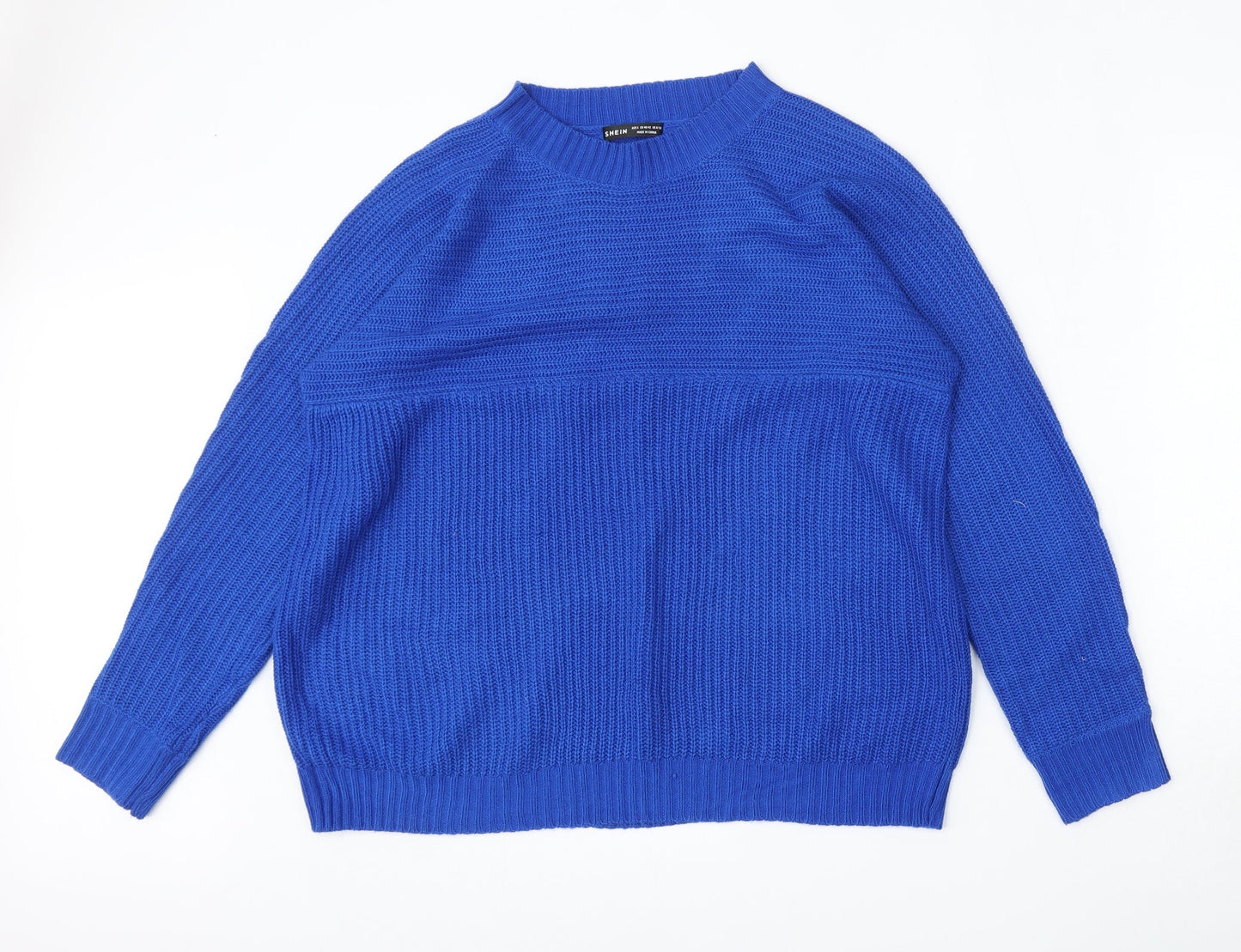 SheIn Womens Blue Round Neck  Acrylic Pullover Jumper Size L