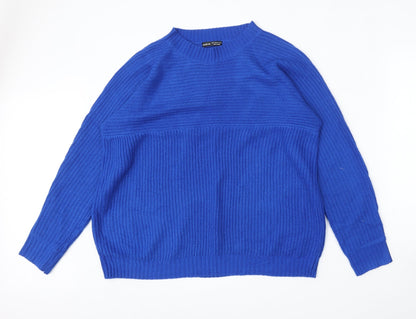 SheIn Womens Blue Round Neck  Acrylic Pullover Jumper Size L