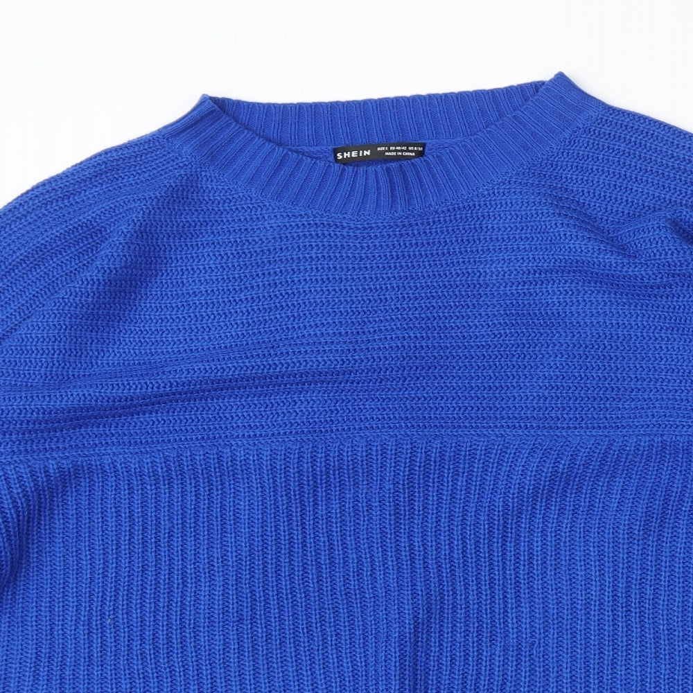 SheIn Womens Blue Round Neck  Acrylic Pullover Jumper Size L