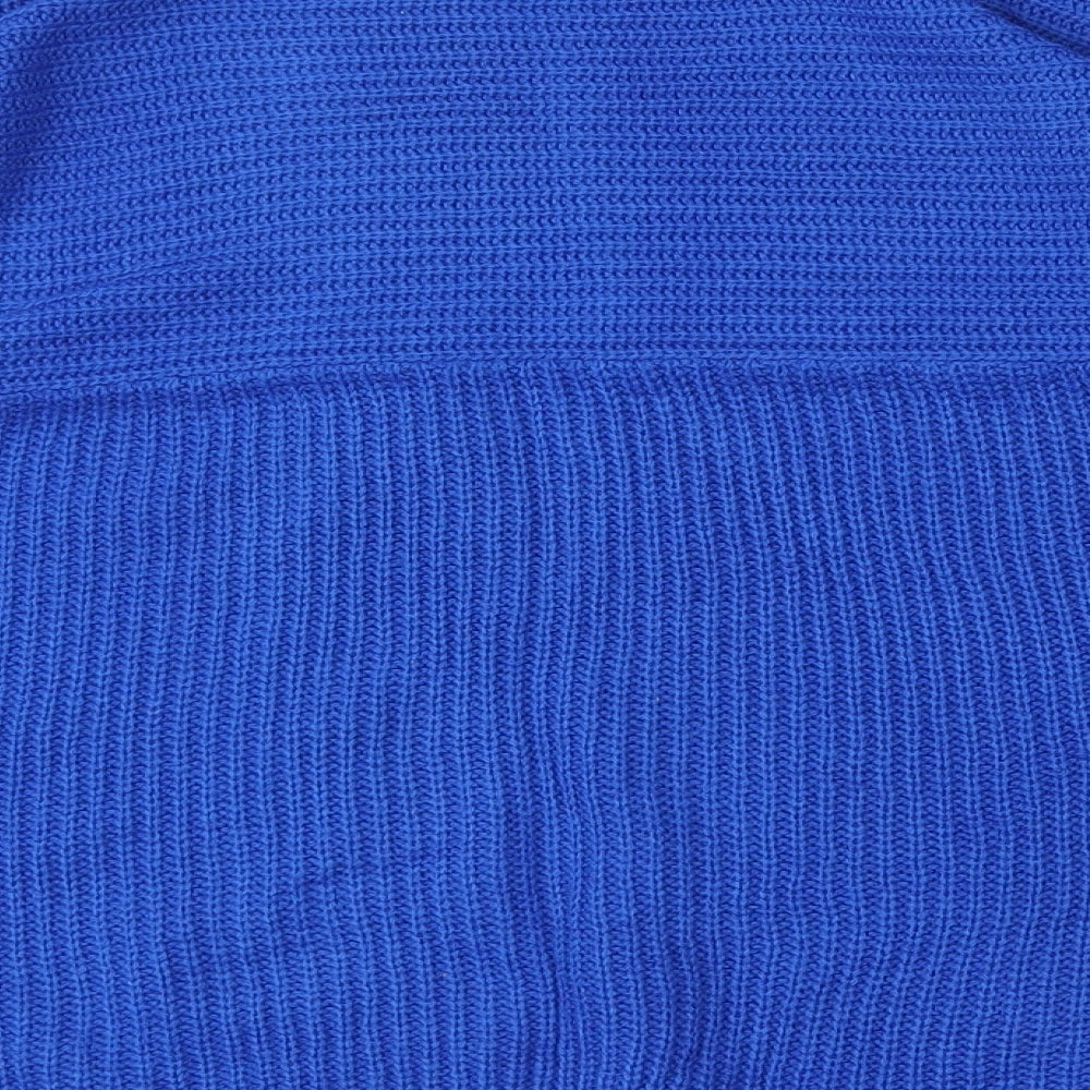 SheIn Womens Blue Round Neck  Acrylic Pullover Jumper Size L