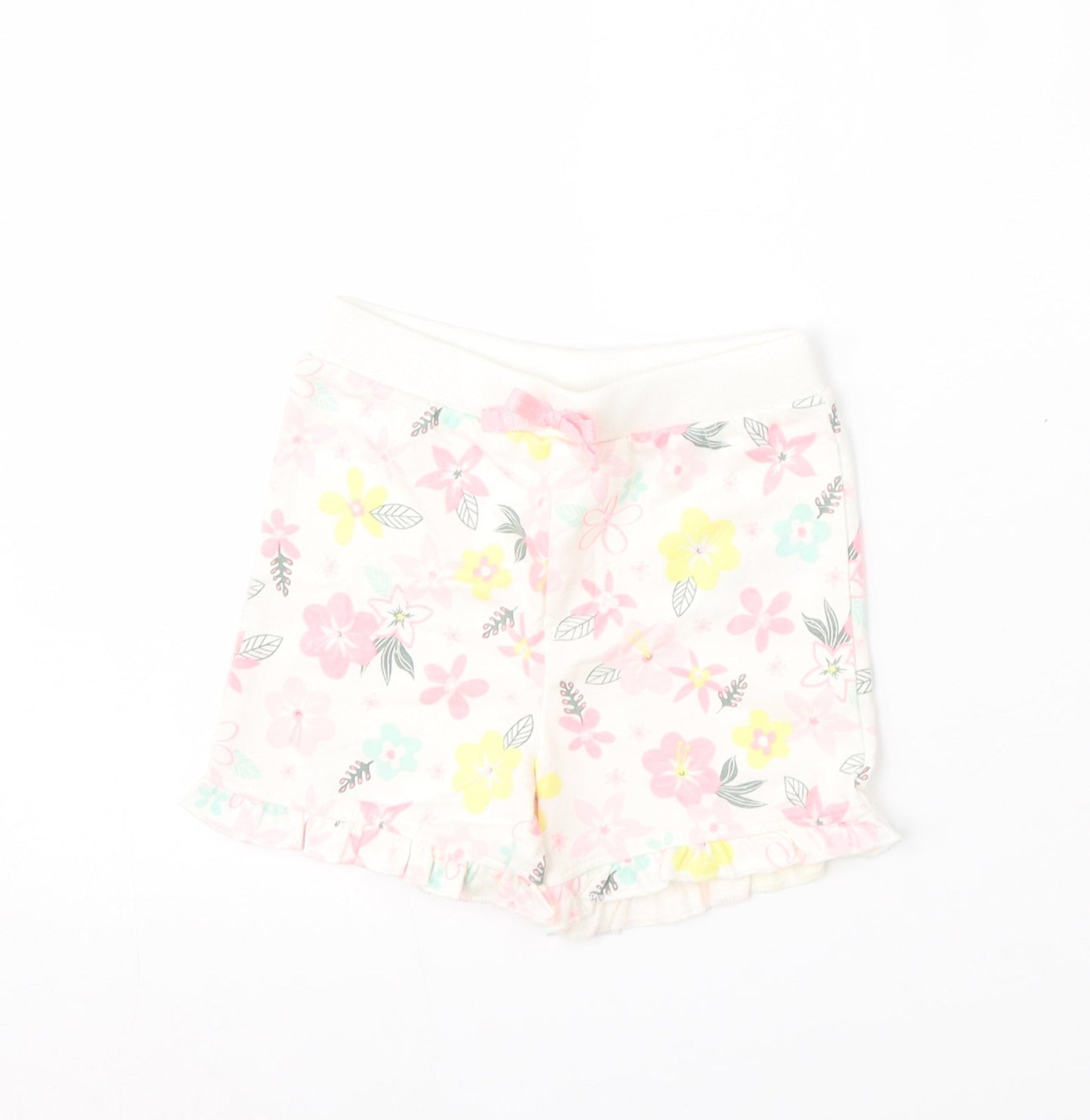 So Cute Girls Multicoloured Floral Cotton Cropped Trousers Size 12-18 Months  Tie