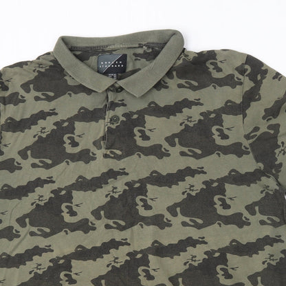 Broken Standard Mens Green Camouflage Polyester  Polo Size 2XL Collared Button