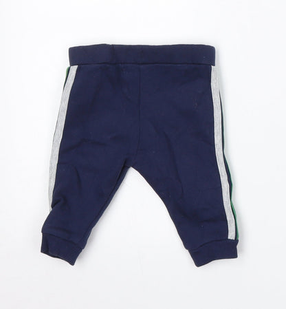 F&F Boys Blue  Cotton Jogger Trousers Size 3-6 Months