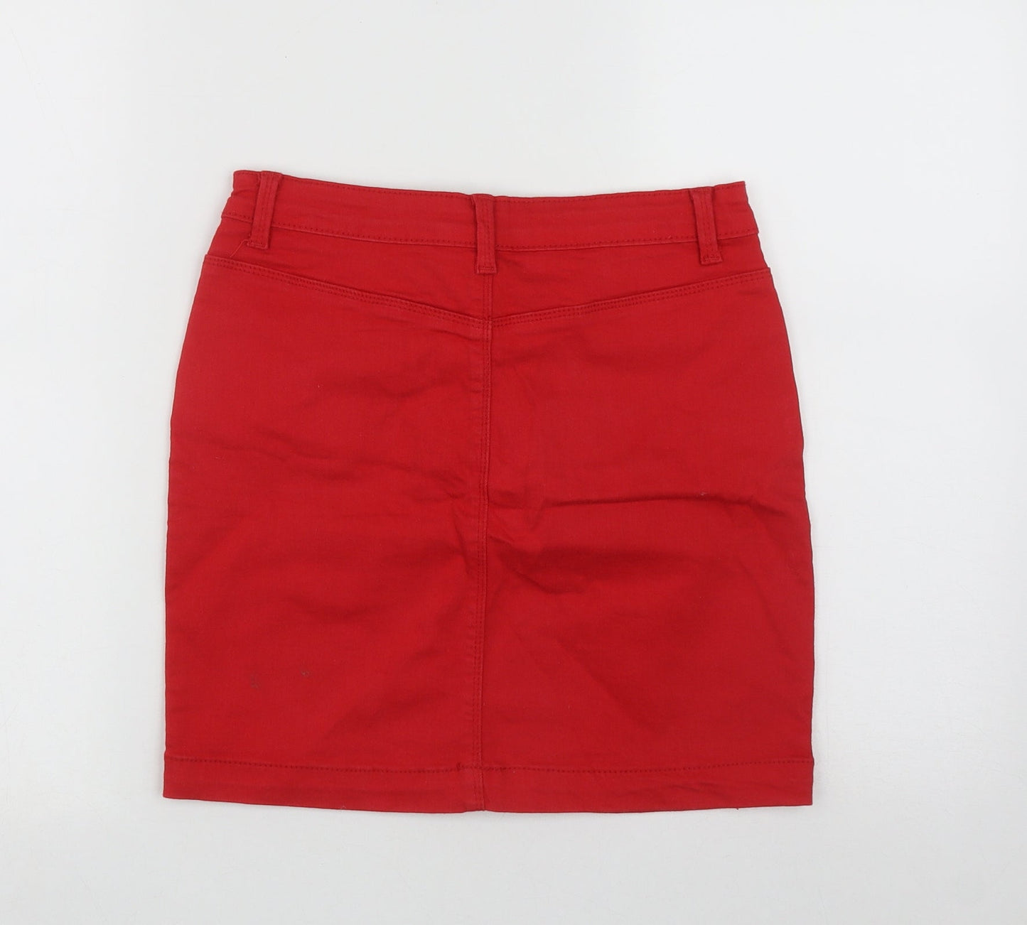 Missguided Womens Red  Cotton A-Line Skirt Size 12   Zip