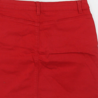 Missguided Womens Red  Cotton A-Line Skirt Size 12   Zip