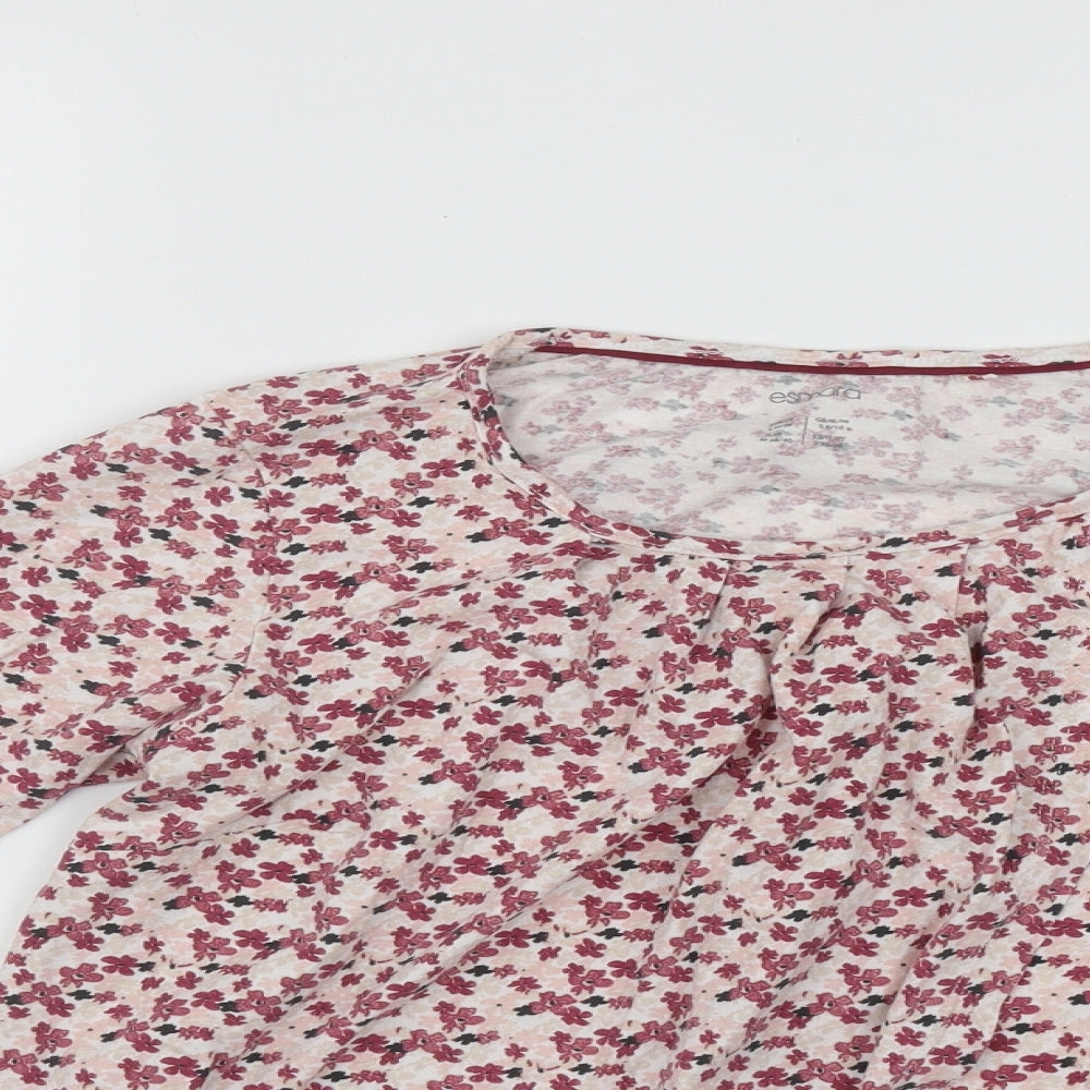 ESMARA Womens Multicoloured Fair Isle Cotton Basic Blouse Size S Scoop Neck