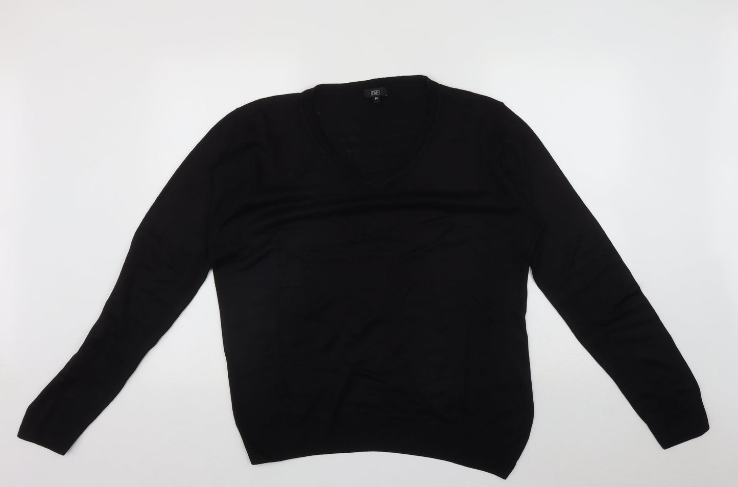 F&F  Mens Black V-Neck  Acrylic Pullover Jumper Size M