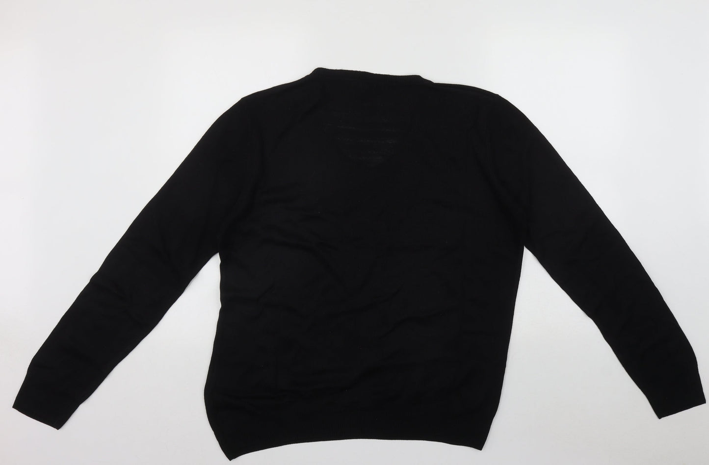 F&F  Mens Black V-Neck  Acrylic Pullover Jumper Size M