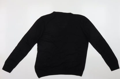 F&F  Mens Black V-Neck  Acrylic Pullover Jumper Size M
