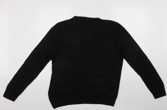 F&F  Mens Black V-Neck  Acrylic Pullover Jumper Size M