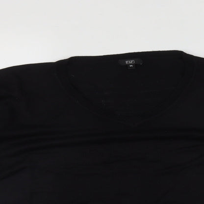 F&F  Mens Black V-Neck  Acrylic Pullover Jumper Size M