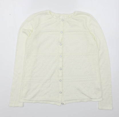 Womens UK Size M Preworn Ivory Cardigan Jumper