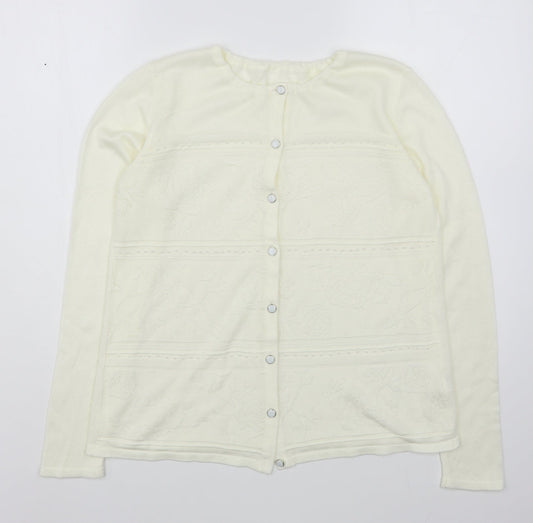 Womens UK Size M Preworn Ivory Cardigan Jumper