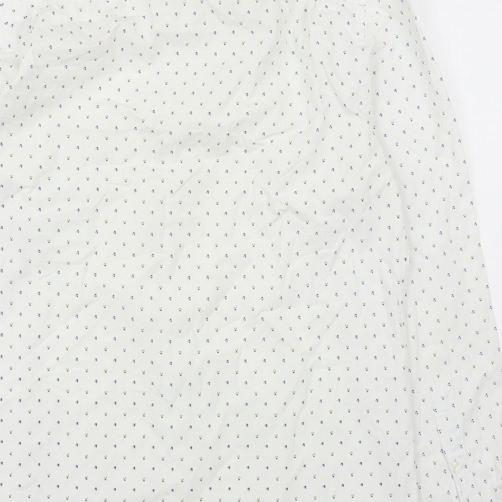 River Island Mens White Geometric Cotton  Button-Up Size M Collared Button
