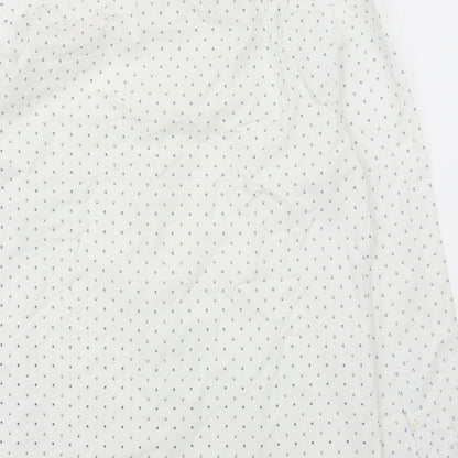 River Island Mens White Geometric Cotton  Button-Up Size M Collared Button