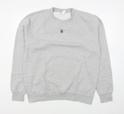 Additional front view of women’s grey cotton pullover sweatshirt, size L, pullover