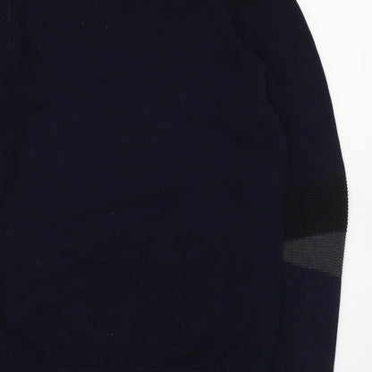 River Island Mens Blue Round Neck  Cotton Pullover Jumper Size S