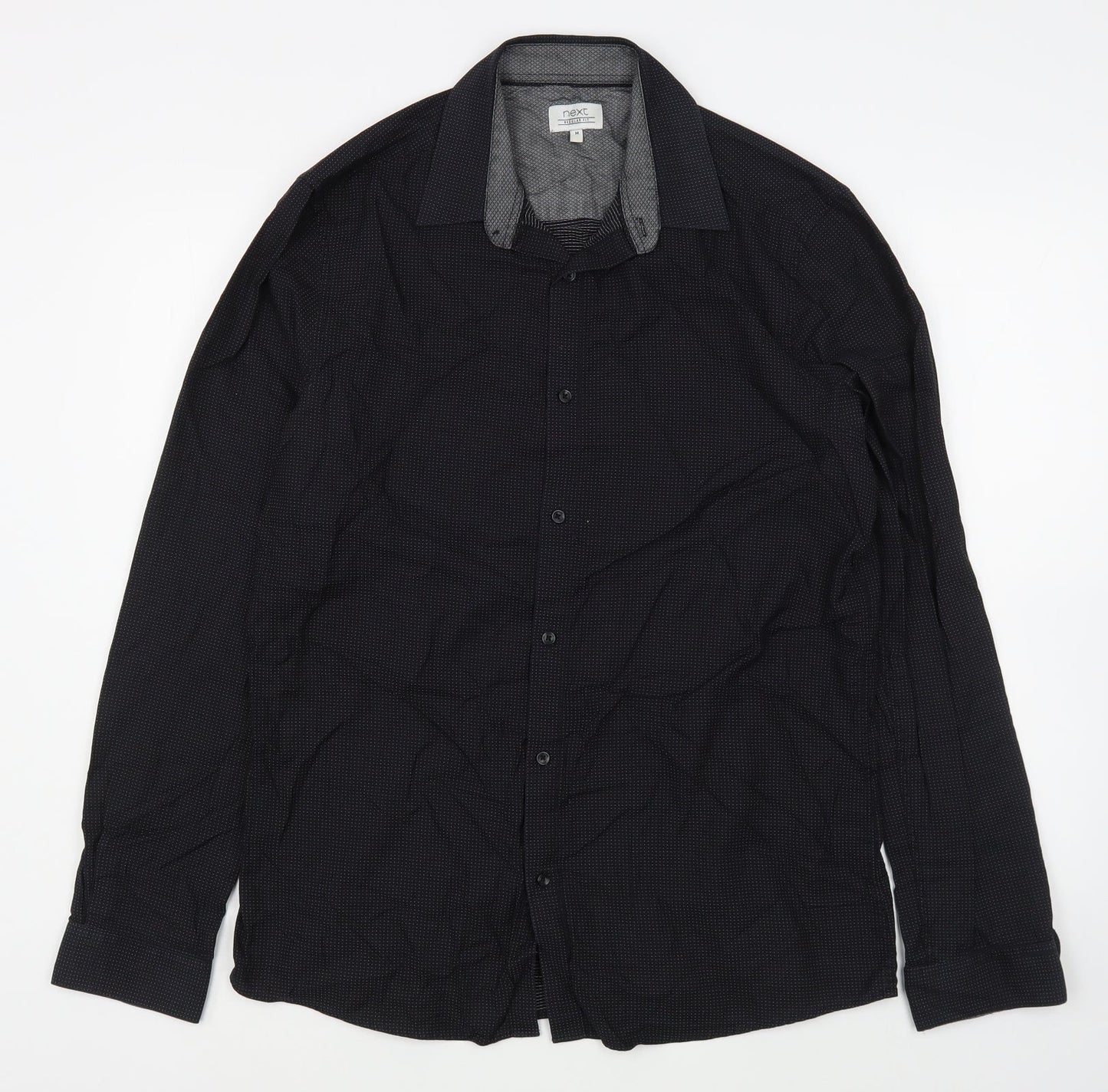 Mens UK Size M NEXT Black  Button-Up Long Sleeve Casual Shirt