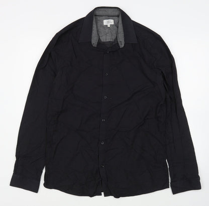 Mens UK Size M NEXT Black  Button-Up Long Sleeve Casual Shirt